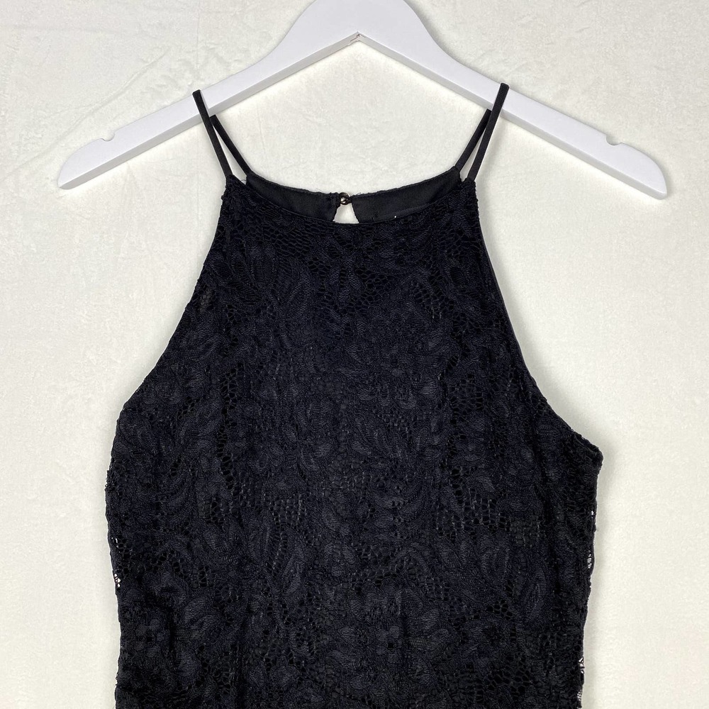 Love J Women's Size M Black Lace Bodycon Fitted Midi Sleeveless Dress - Picture 2 of 8